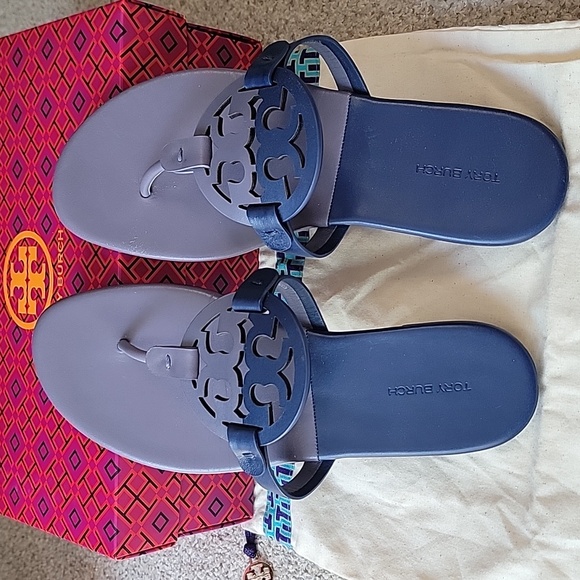 Tory Burch Dark Lotus/Bermuda Miller Sandal Sz 9 - Picture 1 of 8